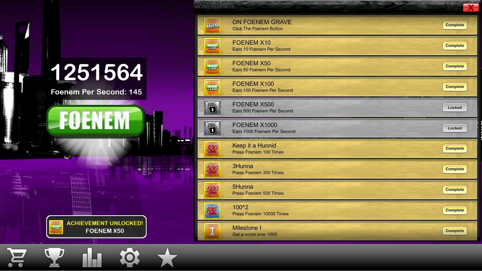 Screenshot for PeeWee Purpdrank's Foenem Clicker